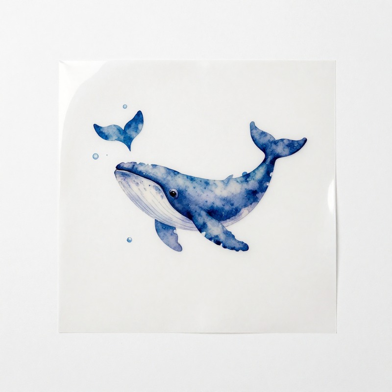 Iron On Patch - Vinyle thermocollant HTV motif baleine aquarelle,