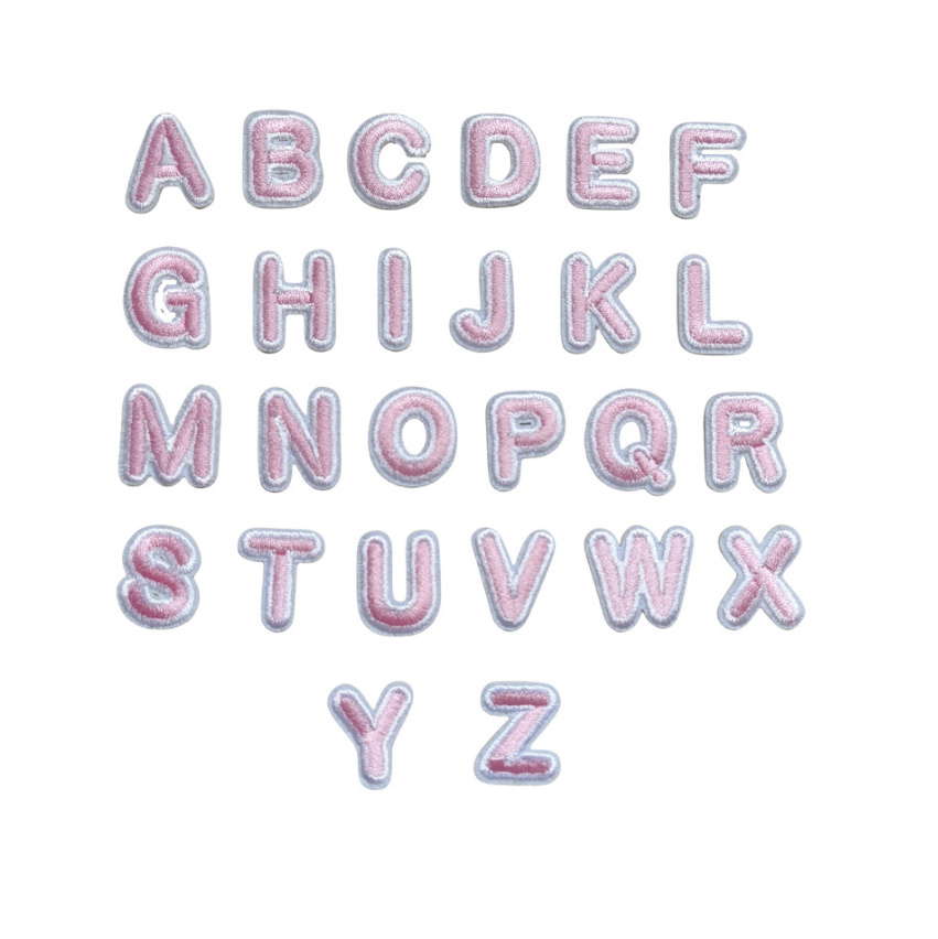 Sewing Id - Patchs brodés alphabet couleur rose de