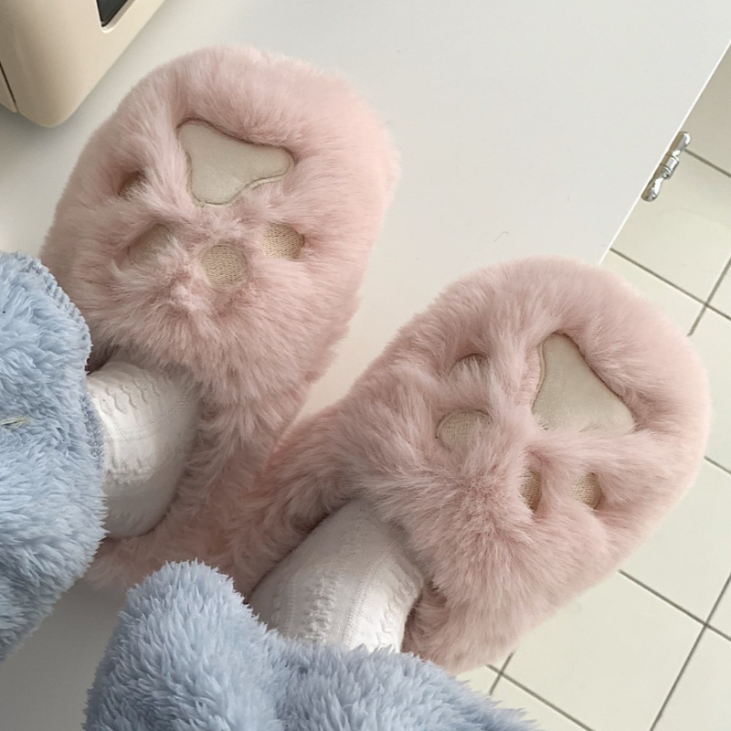 Sewing House - Chaussons d'intérieur en fourrure pour femmes,